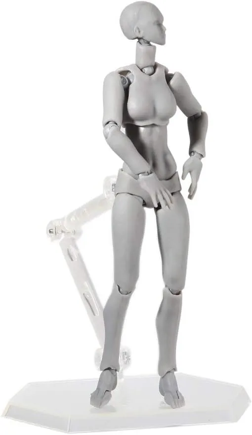 AHOHOS Action Figure Models for Artists, Body Kun DX Set Male & Female Action Figure Model Set for SHF Body Kun Doll PVC Body-Chan DX Set (Grey,Male Female)