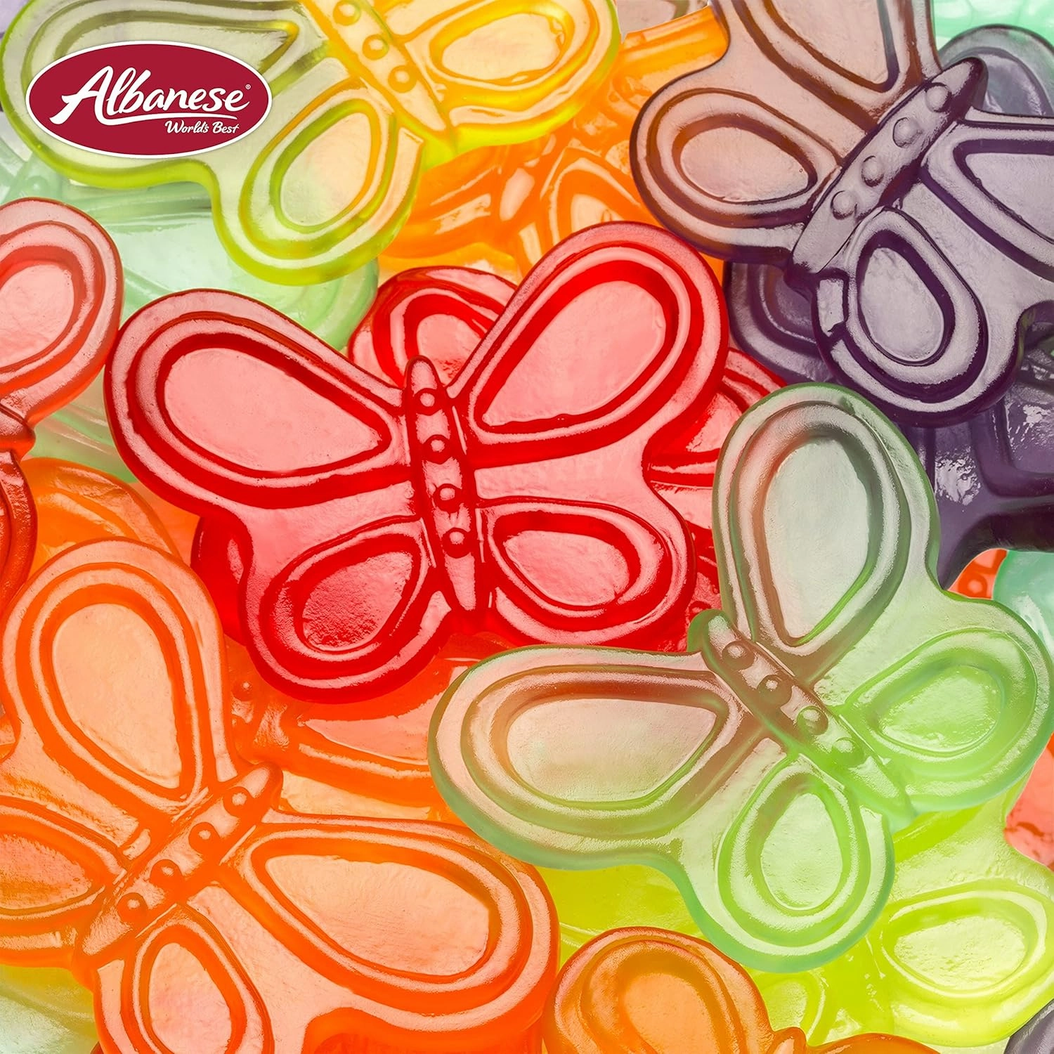 Albanese World's Best Large Assorted Fruit Gummi Butterflies, 5lbs of Candy