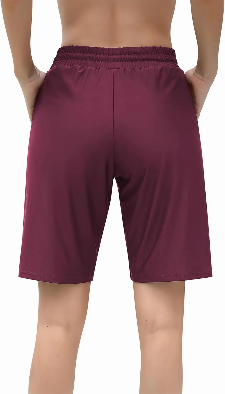 ALove Women's 9" Swim Shorts High Waisted Swim Board Shorts with Pockets UPF 50  Swimsuit Bottoms Built-in Brief