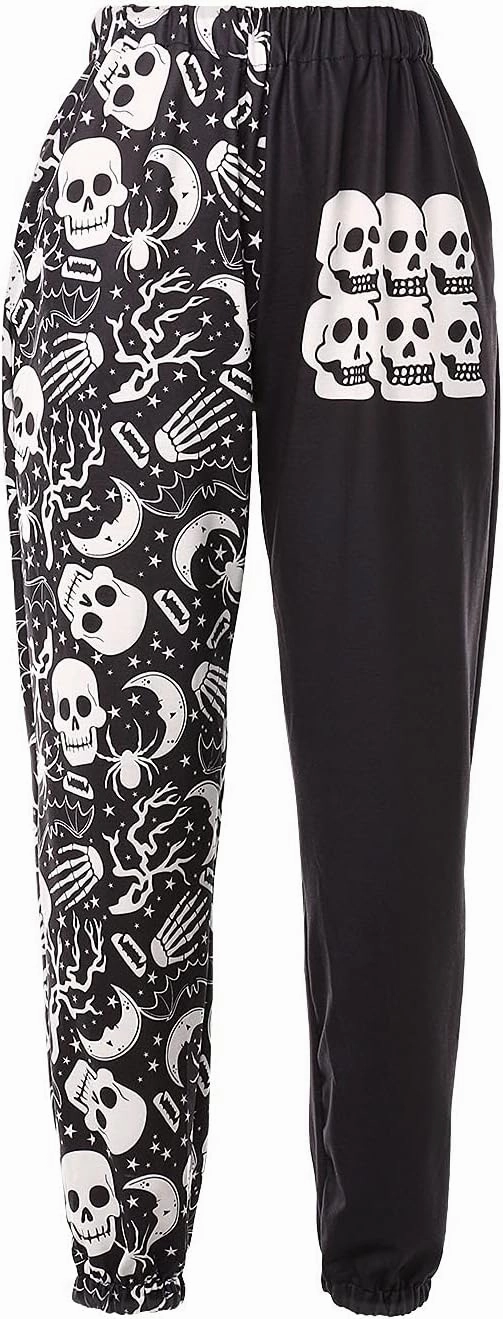 Amuver Women's Boho Hippie Harem Pants High Smocked Waist Printed Patchwork Sweatpants Yoga 90S Goth Baggy Casual Trousers
