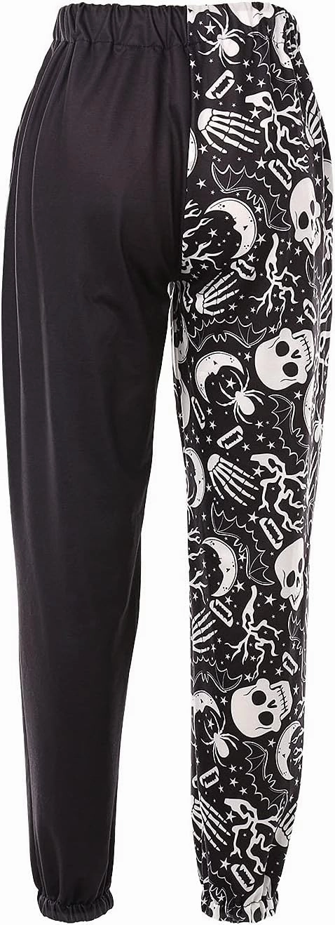 Amuver Women's Boho Hippie Harem Pants High Smocked Waist Printed Patchwork Sweatpants Yoga 90S Goth Baggy Casual Trousers