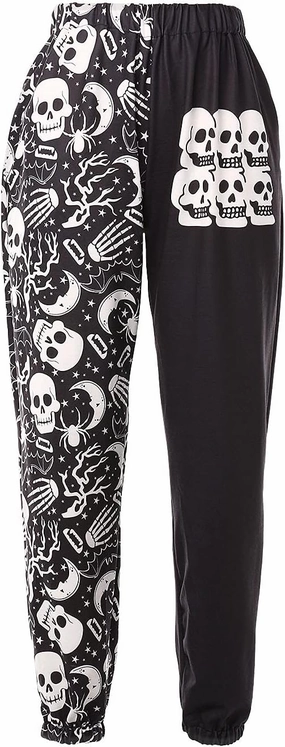 Amuver Women's Boho Hippie Harem Pants High Smocked Waist Printed Patchwork Sweatpants Yoga 90S Goth Baggy Casual Trousers