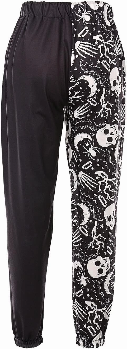 Amuver Women's Boho Hippie Harem Pants High Smocked Waist Printed Patchwork Sweatpants Yoga 90S Goth Baggy Casual Trousers