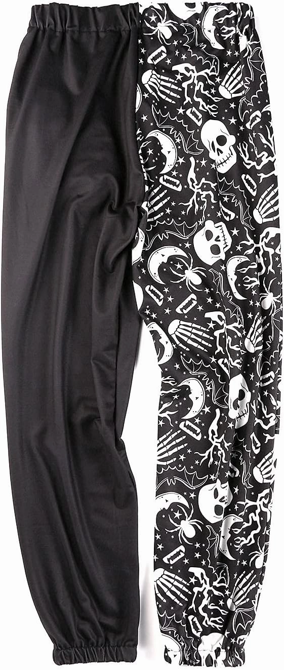 Amuver Women's Boho Hippie Harem Pants High Smocked Waist Printed Patchwork Sweatpants Yoga 90S Goth Baggy Casual Trousers