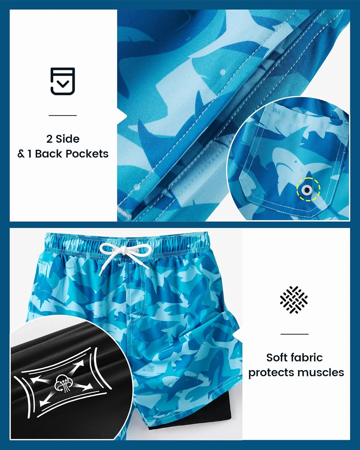 Angel season Boys Swim Trunks with Compression Liner Boxer Brief Teens Swimsuit Youth UPF 50  Board Short Size 7-14Years