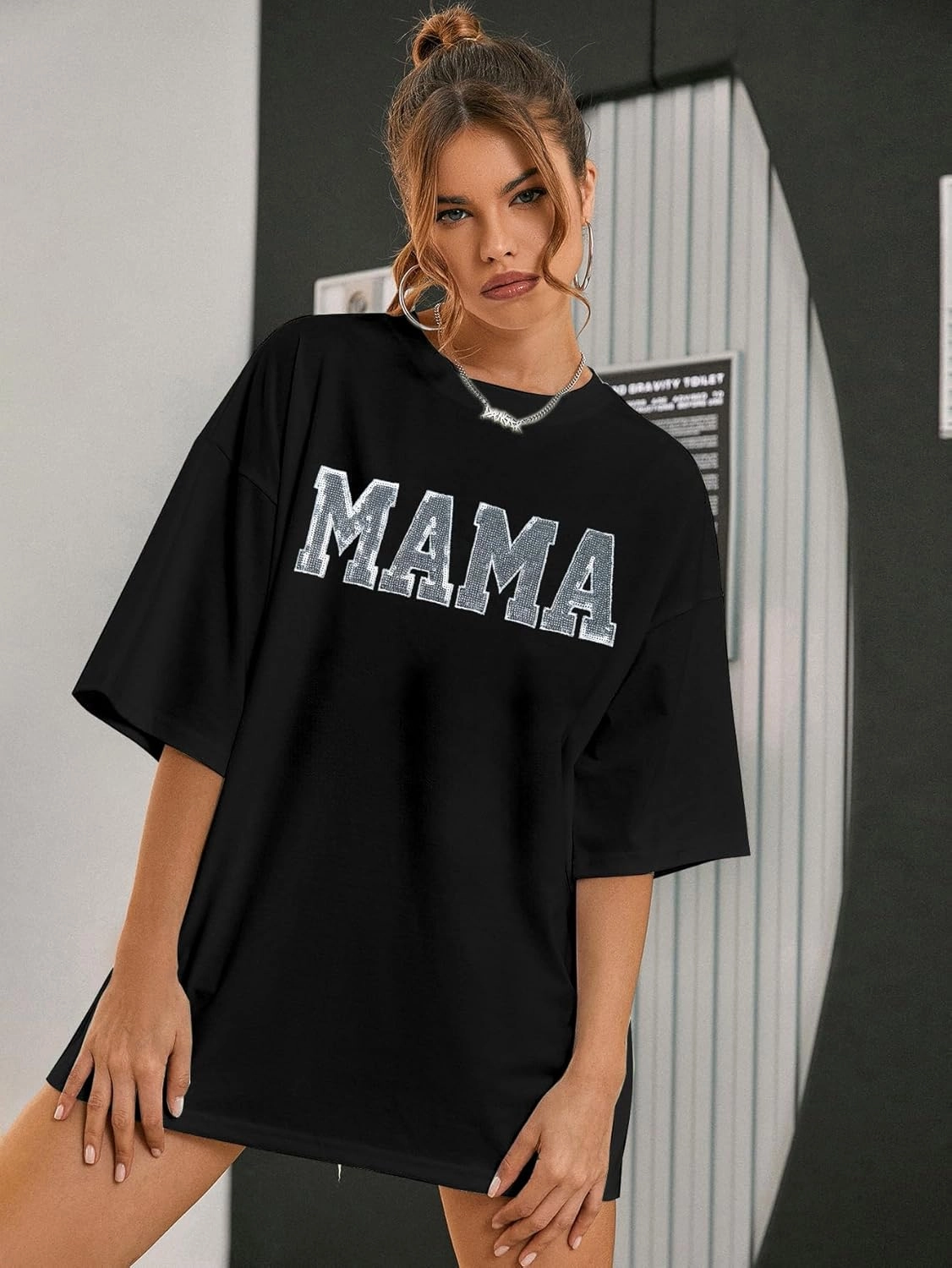 Anti Social Mom Club Shirt Oversized Mama Shirts Funny Mom Life Graphic Tee Casual Short Sleeve Tops
