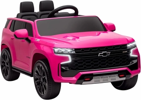 Aosom Licensed Chevrolet Tahoe Car for Kids, 12V Ride on Car with Parent Remote Control, LED Lights, Music, 4 Wheeler Suspension, 3 Speeds, Kids Electric Vehicle for Aged 3 , Pink
