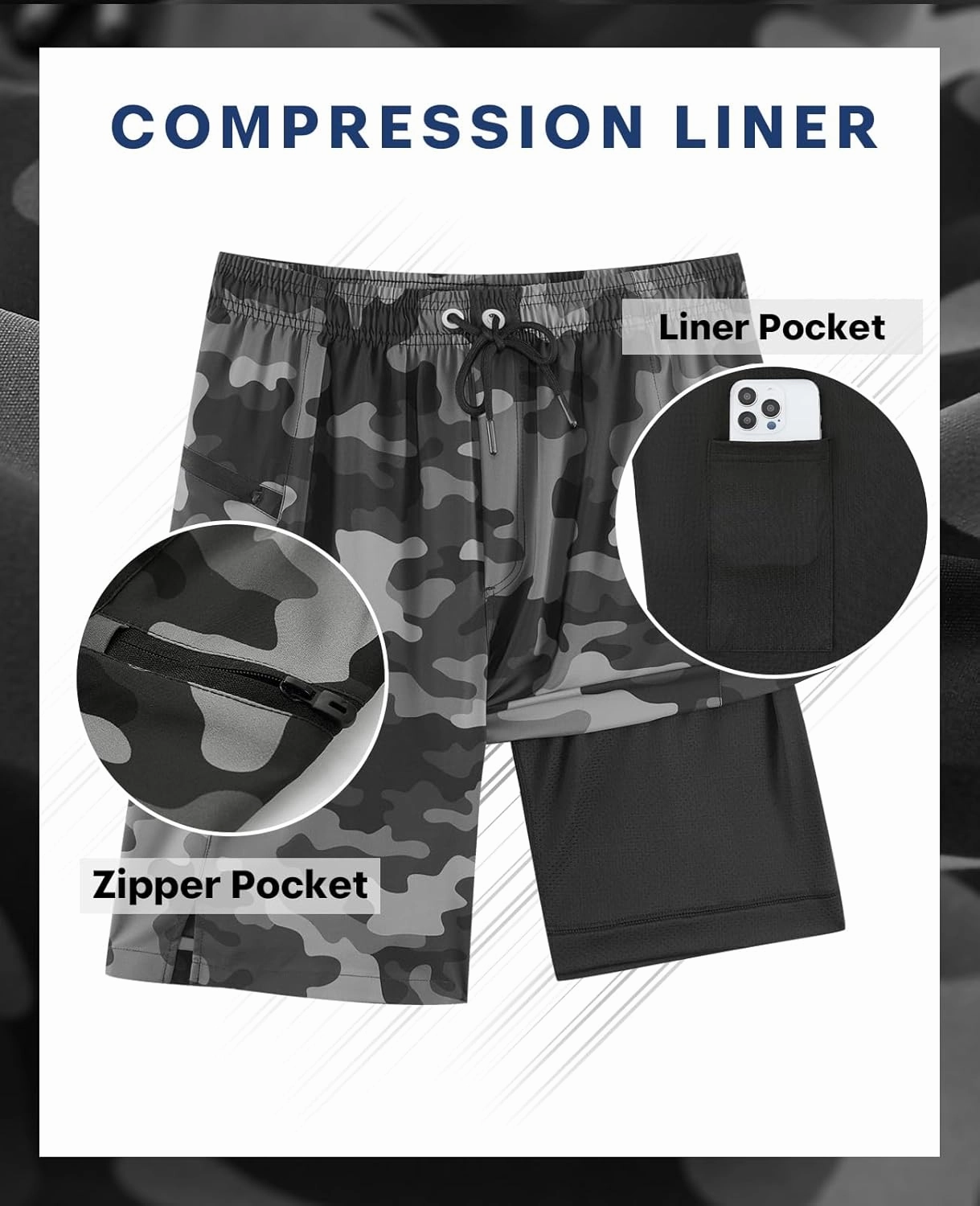 APTRO 2 in 1 Men's Swim Trunks 9" with Zipper Pockets Bathing Suit Built-in Board Shorts Swimwear Long Shorts