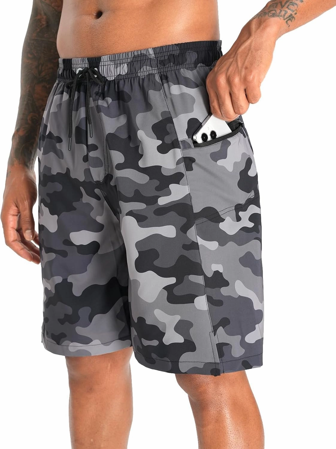 APTRO 2 in 1 Men's Swim Trunks 9" with Zipper Pockets Bathing Suit Built-in Board Shorts Swimwear Long Shorts