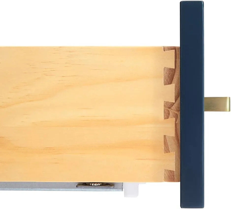 ARIEL 73" Midnight Blue Double Vanity with 1.5" Edge Pure White Quartz Countertop & Splash, Rectangular Sinks, 4 Soft Closing Doors, 6 Full Extension Dovetail Drawers, Satin Brass