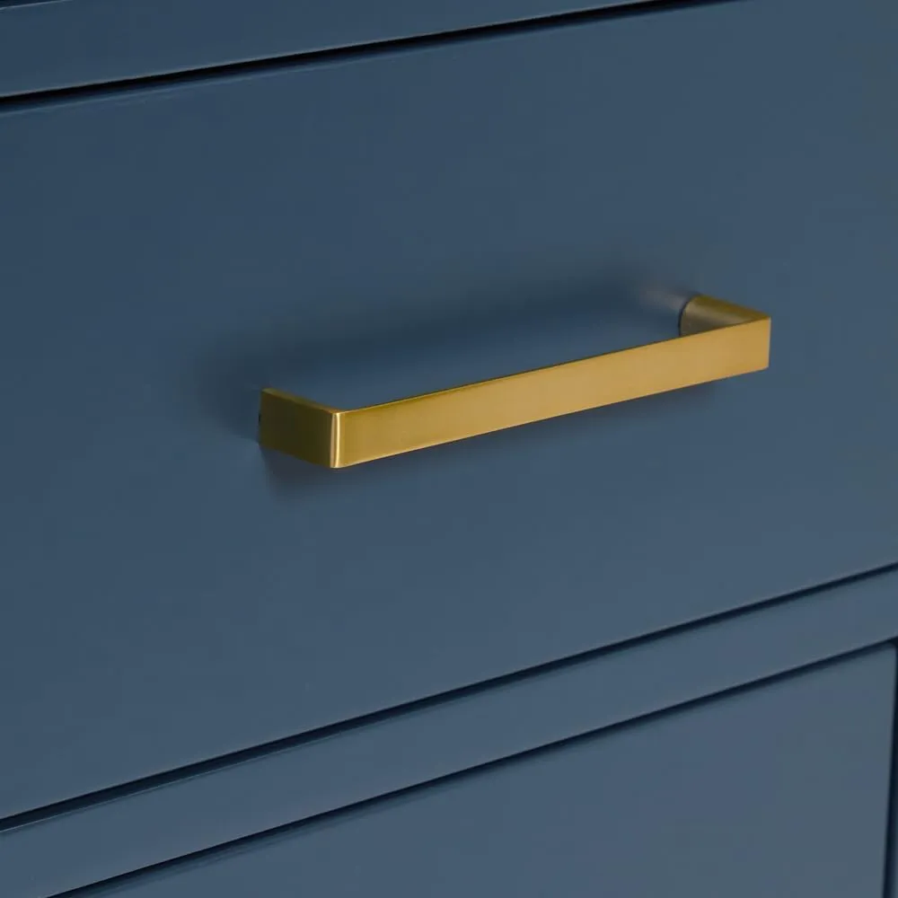 ARIEL Cambridge 43 Inch Midnight Blue Bathroom Vanity with Sink, 1.5" Edge Quartz Top, Solid Wood, Right Rectangular Sink, 2 Soft Closing Doors, 5 Full Extension Dovetail Drawers