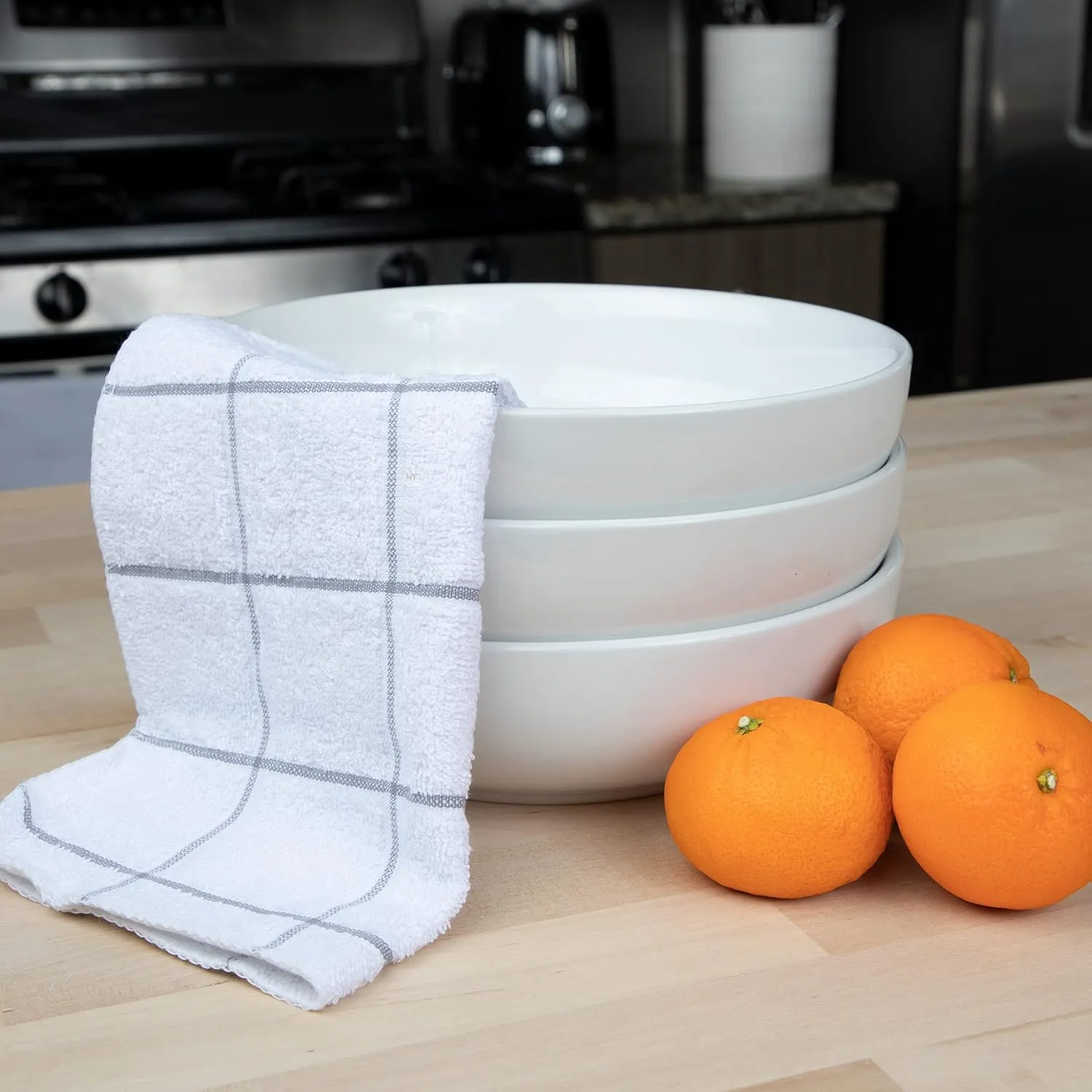 Arkwright Dish Towels for Kitchen - (Pack of 12) Soft, 100% Cotton Terry Dishcloths, Highly Absorbent & Quick Dry, Washcloths for Washing, Drying, and Cleaning Dishes, 12 x 12 in, Grey