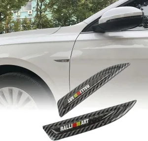 Auto Car Accessory 2x For Ralliart Carbon Fiber Metal Emblem Car Trunk Side Wing Fenders Badge Sticker Style_8888