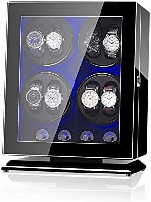 Automatic Watch Winder Watch Winding Device High-Gloss Paint Shaker Household Automatic LED Light Watch Box Maintenance Business Shaker (Color : 1 Size : Medium) (14 Medium)