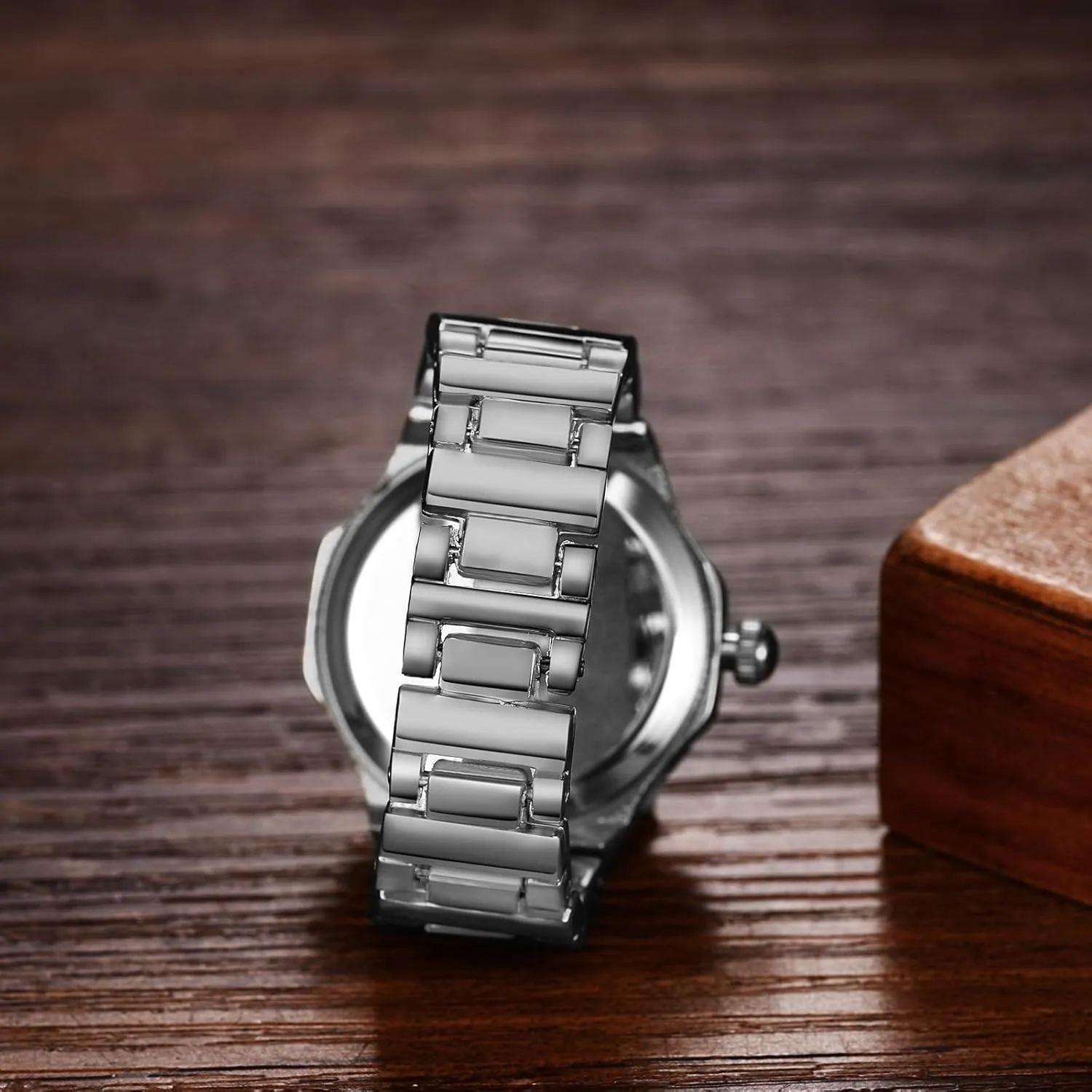 Avaner Finger Watch, Stainless Steel Band Ring Watches, Adjustable Ring Watches, 1-5 Pack Mini Quartz Watch for Men and Women