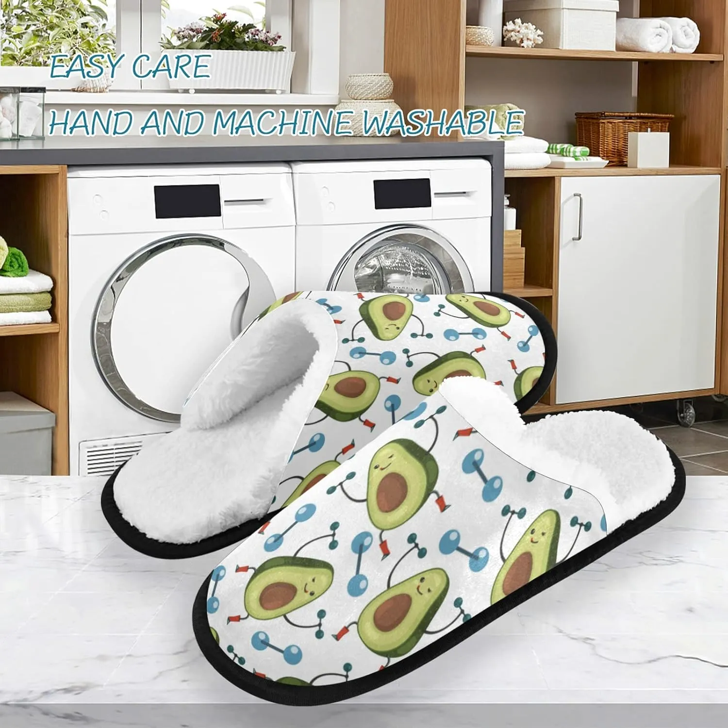 Avocado Funny Fruit Slippers, Soft Memory Foam Non-Slip Indoor House Slippers Home Shoes for Bedroom Hotel Travel Spa