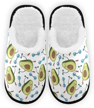 Avocado Funny Fruit Slippers, Soft Memory Foam Non-Slip Indoor House Slippers Home Shoes for Bedroom Hotel Travel Spa