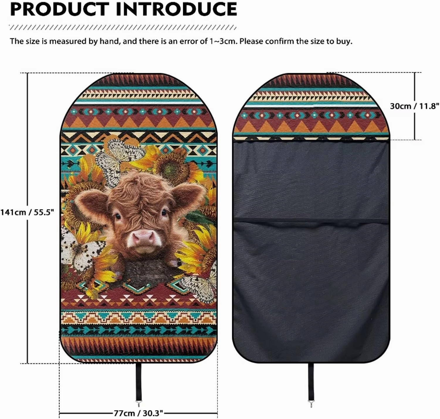 Aztec Highland Cow Car Seat Towel Cover Front Car Seat Covers Universal Front Seat Cover Waterproof Soft Auto Seat Covers Anti-Slip Universal Fit for Auto Truck Van SUV