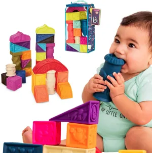 B. toys - Alphabet Learning Blocks for Babies & Toddlers - 26 Soft Squeezable ABC Baby Blocks with Textured Animals - Educational Baby Toys for Sensory Play, Bath Time & Early Development - 6  Months