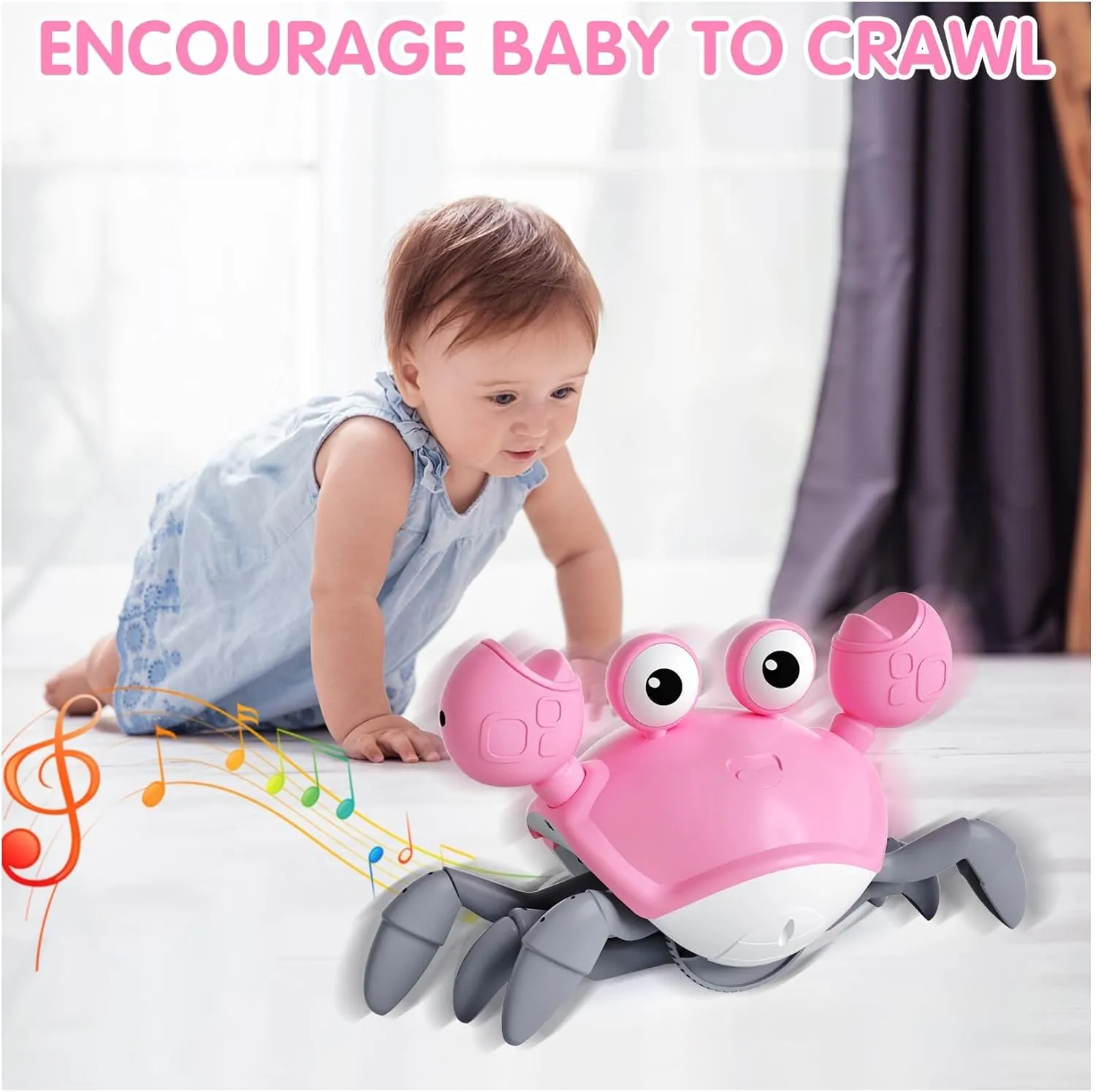 Baby Girl Toys Toddler Gifts: Tummy Time Crawling Crab Baby Toys 6 7 8 9 10 11 12 6-12 9-12 12-18 Months Infant Toddlers Age 1-2 Montessori Musical Toy 1 2 3 Year Old Girls 1st First Birthday Gift