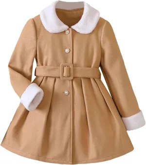 Baby Girls Fall Winter Clothes Toddler Kids Coat Outfits Long Sleeve Dress Coat with Hat Set Fashion Xmas Clothing