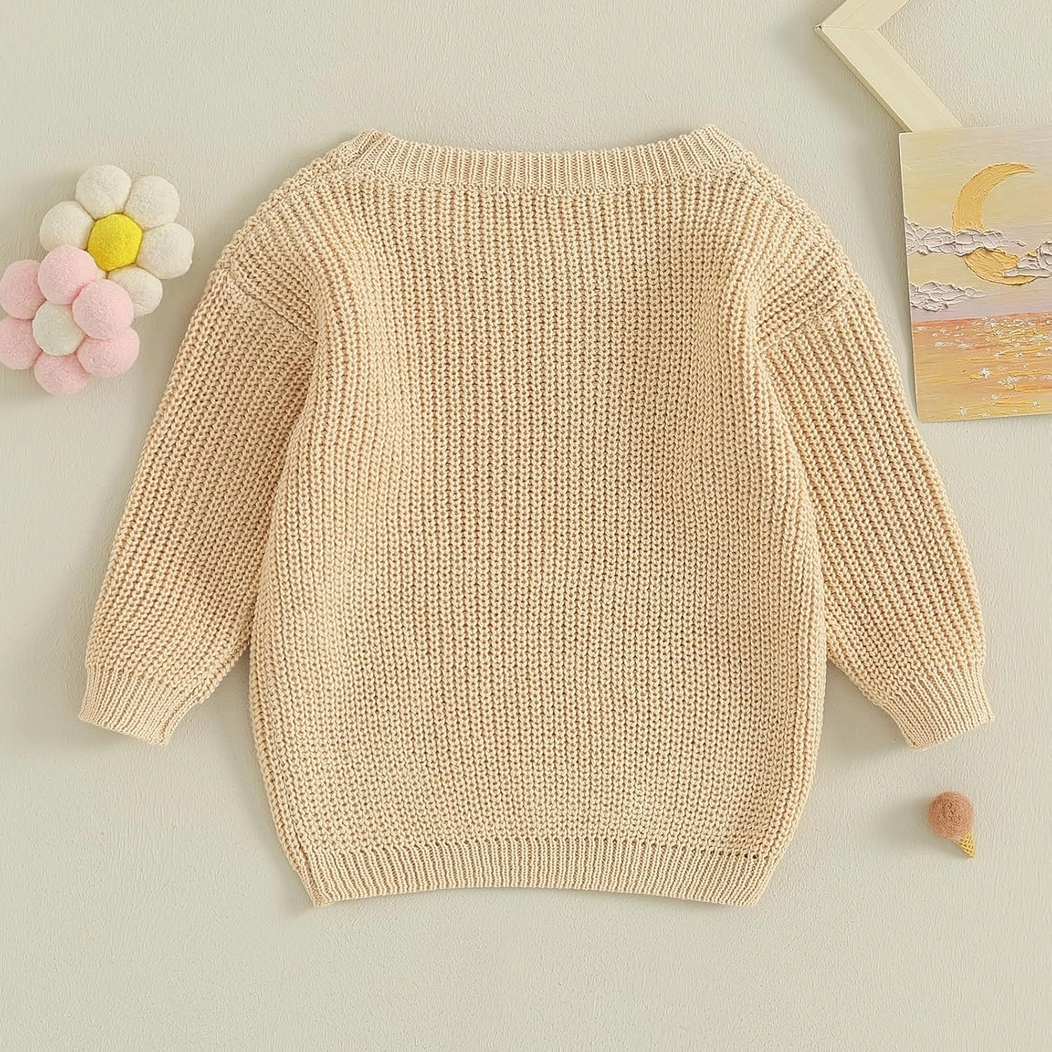 Baby Girl Boy First Birthday Outfit Embroidery Sweater Pullover Oversized Knit 1st Birthday Winter Cute Clothes