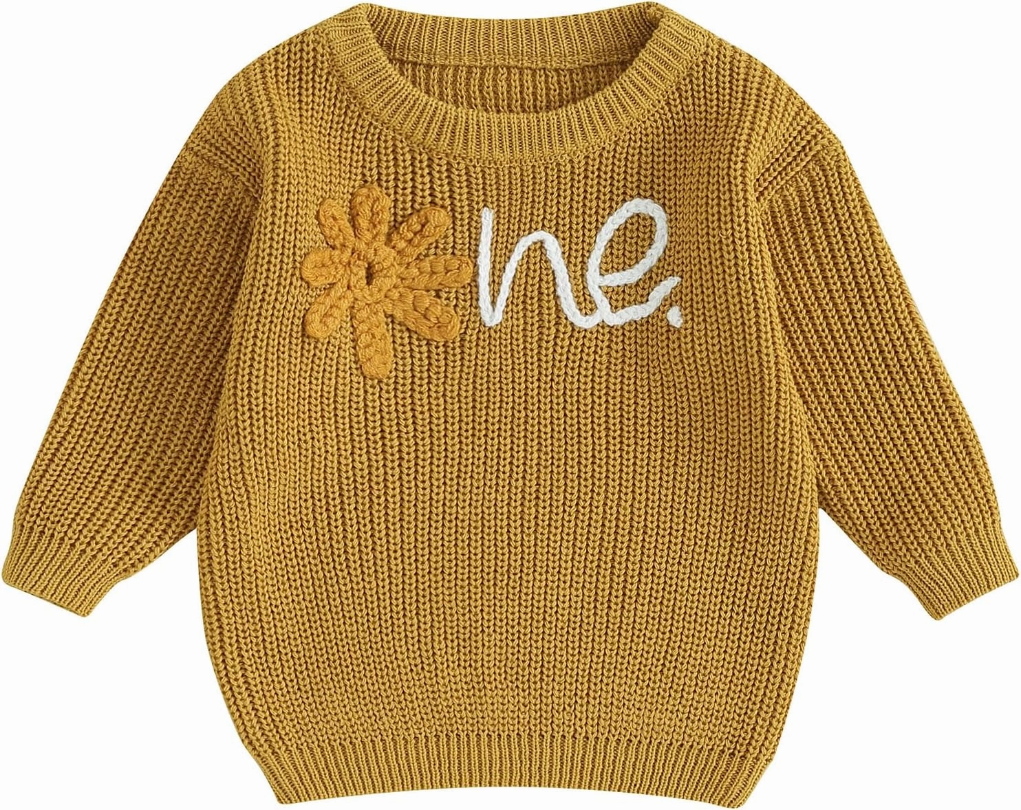 Baby Girl Boy First Birthday Outfit Embroidery Sweater Pullover Oversized Knit 1st Birthday Winter Cute Clothes
