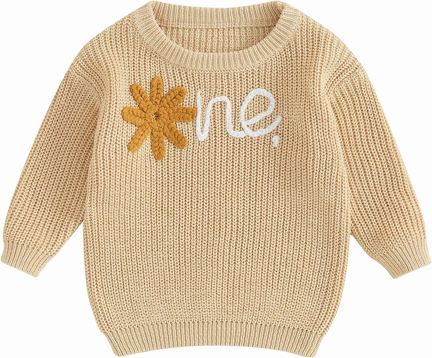 Baby Girl Boy First Birthday Outfit Embroidery Sweater Pullover Oversized Knit 1st Birthday Winter Cute Clothes