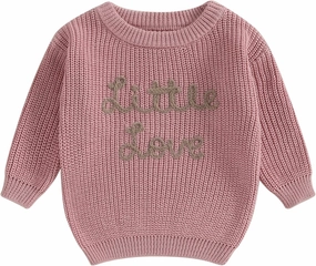 Baby Girl Knit Sweater Valentine 's Day Love Letter Embroidery Oversized Sweatshirt Pullover Toddler Spring Clothes