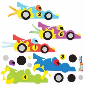 Baker Ross AT723 Racing Car Bookmark Kits - Pack of 6, Arts and Crafts for Kids to Make, Decorate and Use