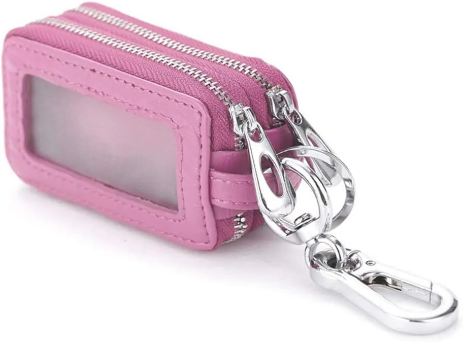 BAKUN Two-Sides Mini Leather Car Key Case, Key Holder Key Organizer Wallet