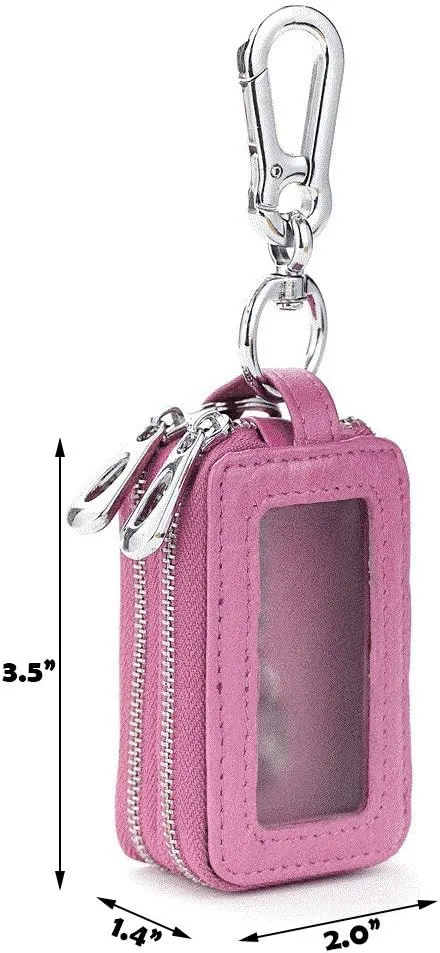BAKUN Two-Sides Mini Leather Car Key Case, Key Holder Key Organizer Wallet