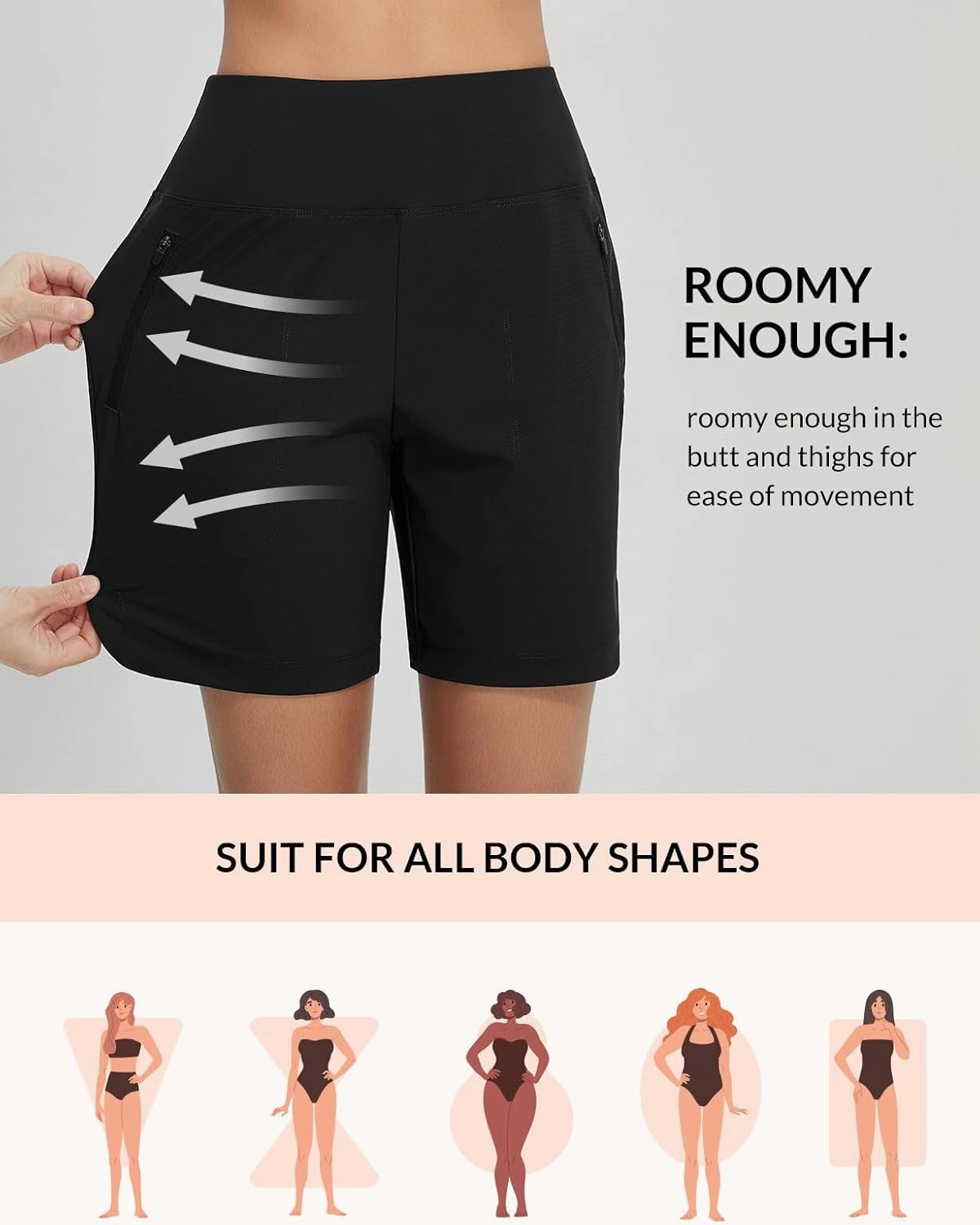 baleaf Women's 3"/5"/ 7" High Waisted Swim Board Shorts Quick Dry Swimsuits Bottoms Trunks with Pockets