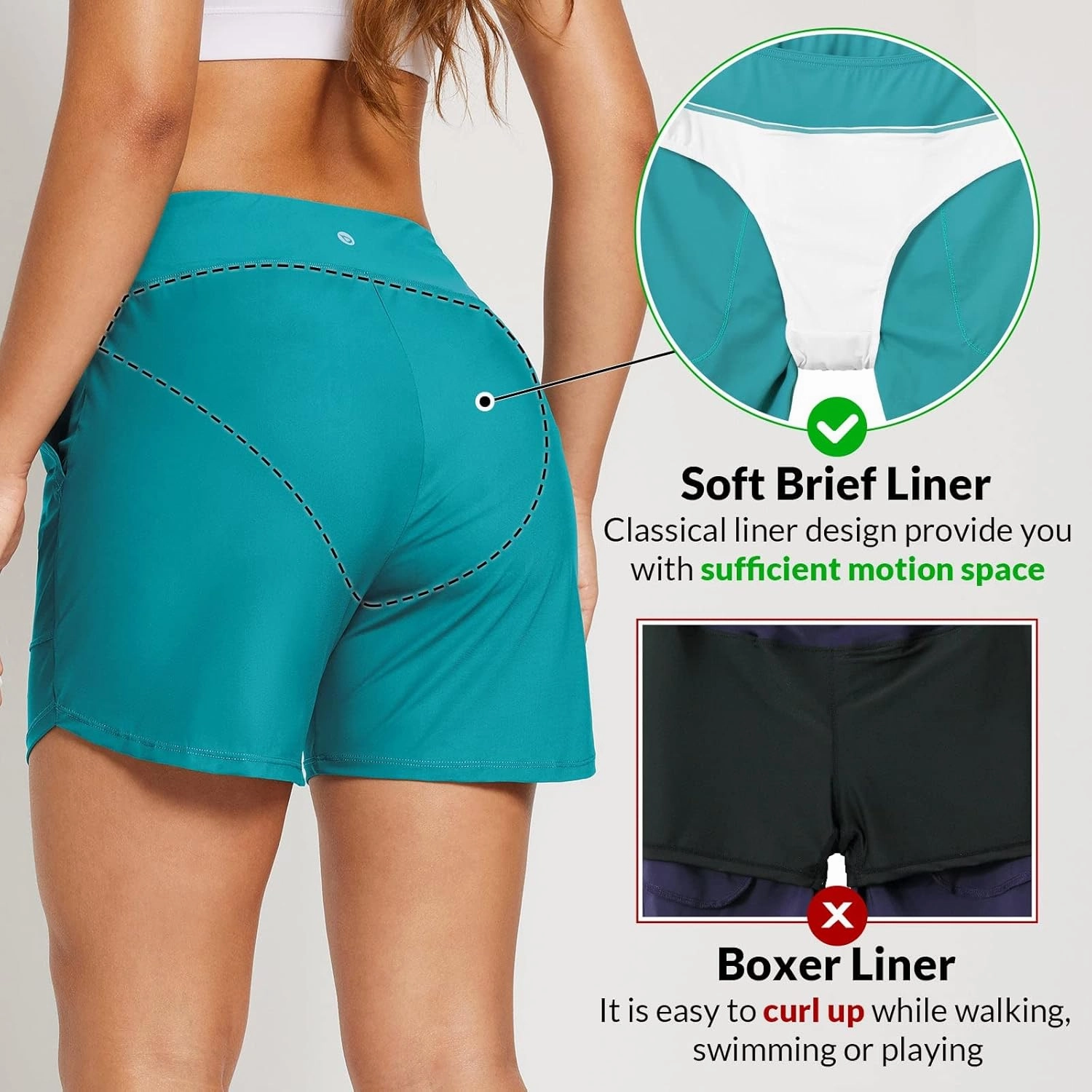 baleaf Women's 3"/5" High Waisted Swim Board Shorts Quick Dry Swimsuits Bottoms Trunks with Pockets
