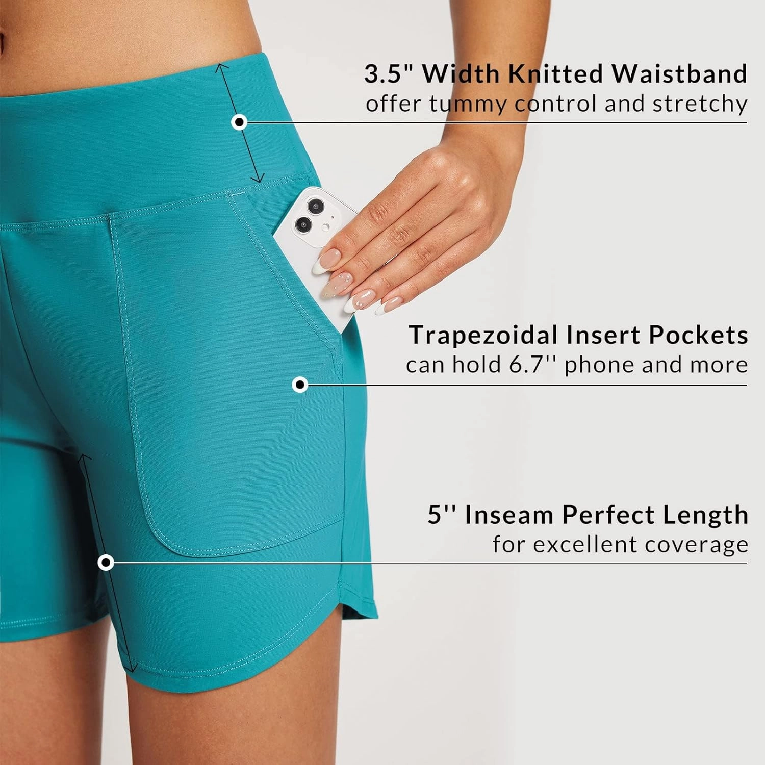 baleaf Women's 3"/5" High Waisted Swim Board Shorts Quick Dry Swimsuits Bottoms Trunks with Pockets