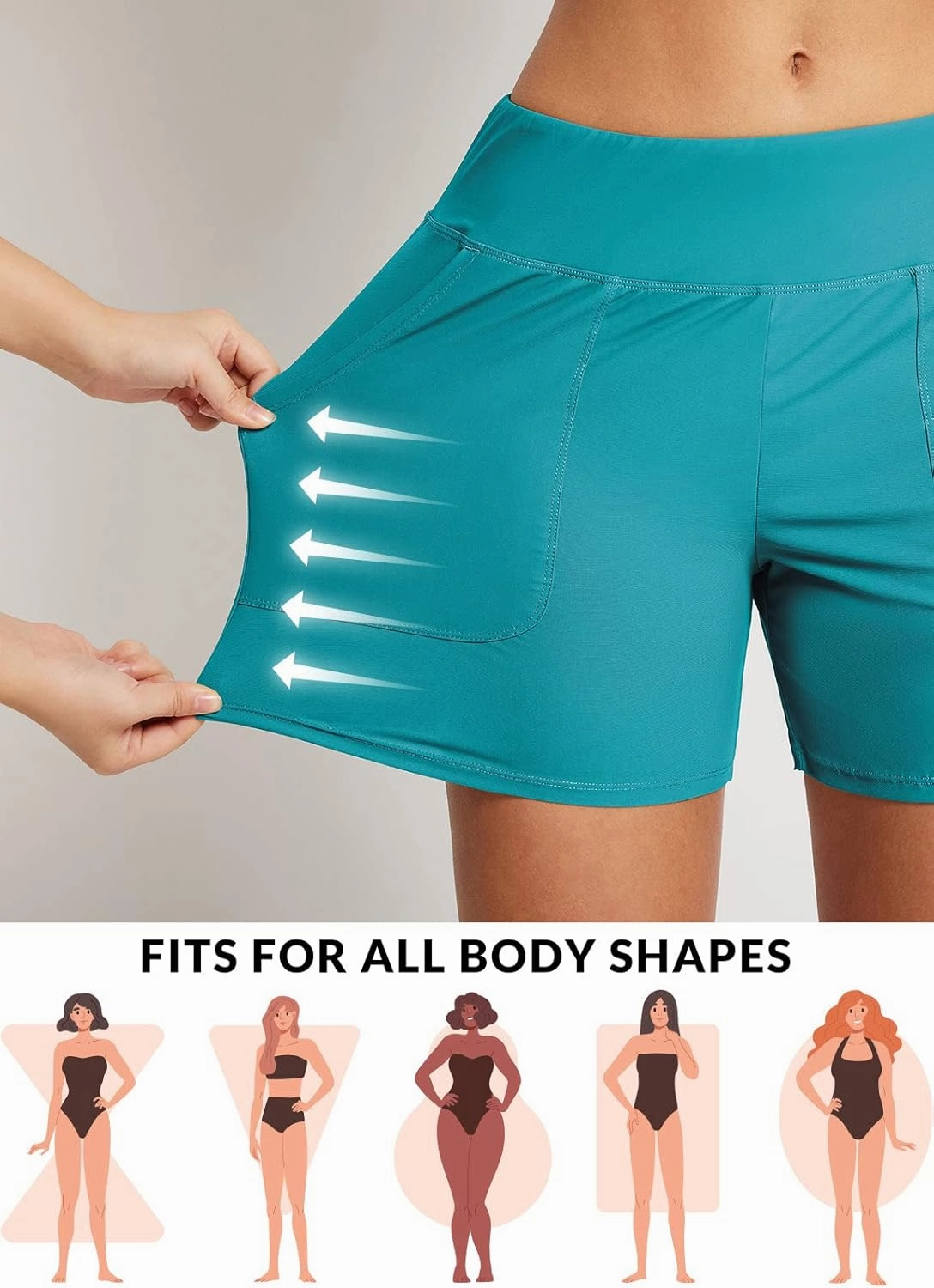 baleaf Women's 3"/5" High Waisted Swim Board Shorts Quick Dry Swimsuits Bottoms Trunks with Pockets