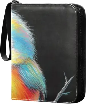 baseball card album photo card album, with double sided removable sleeves collectors for 400 cards Colorful Birds Cute
