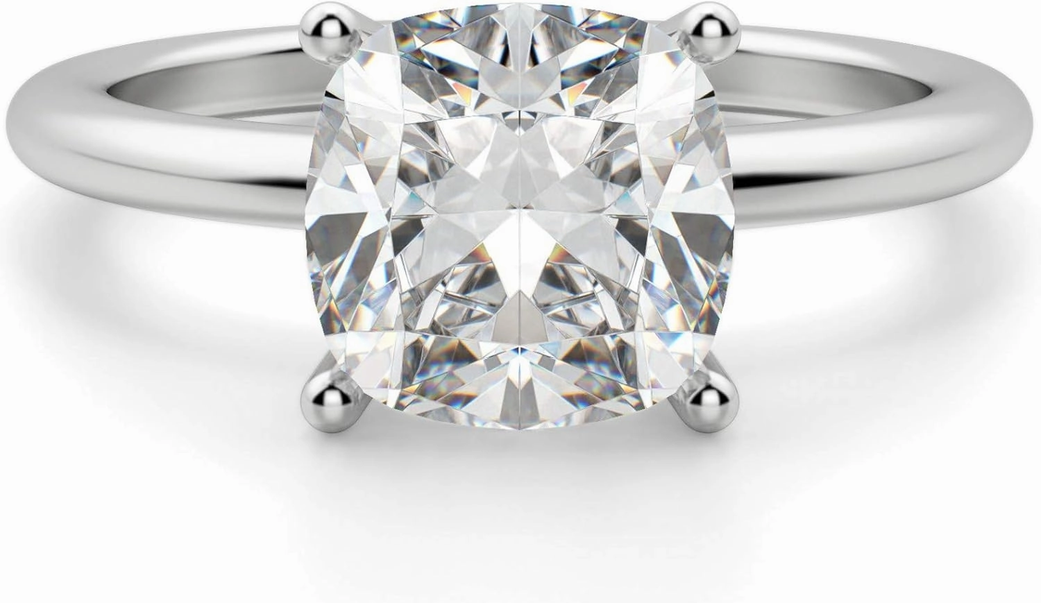 Basket Set Classic Engagement Ring, Cushion Cut 3.05CT, VVS1 Clarity, Colorless Moissanite Ring, 925 Sterling Silver, Promise Ring, Wedding Ring, Perfact for Gift Or As You Want