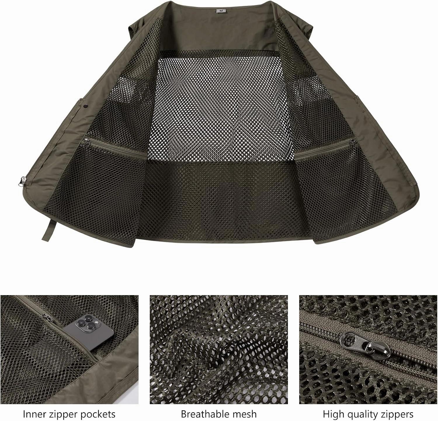 BASSDASH Men's Women's Utility Fishing Cargo Vest Outdoor Safari Photography Work Vest with Multi Pockets Mesh Back FV14