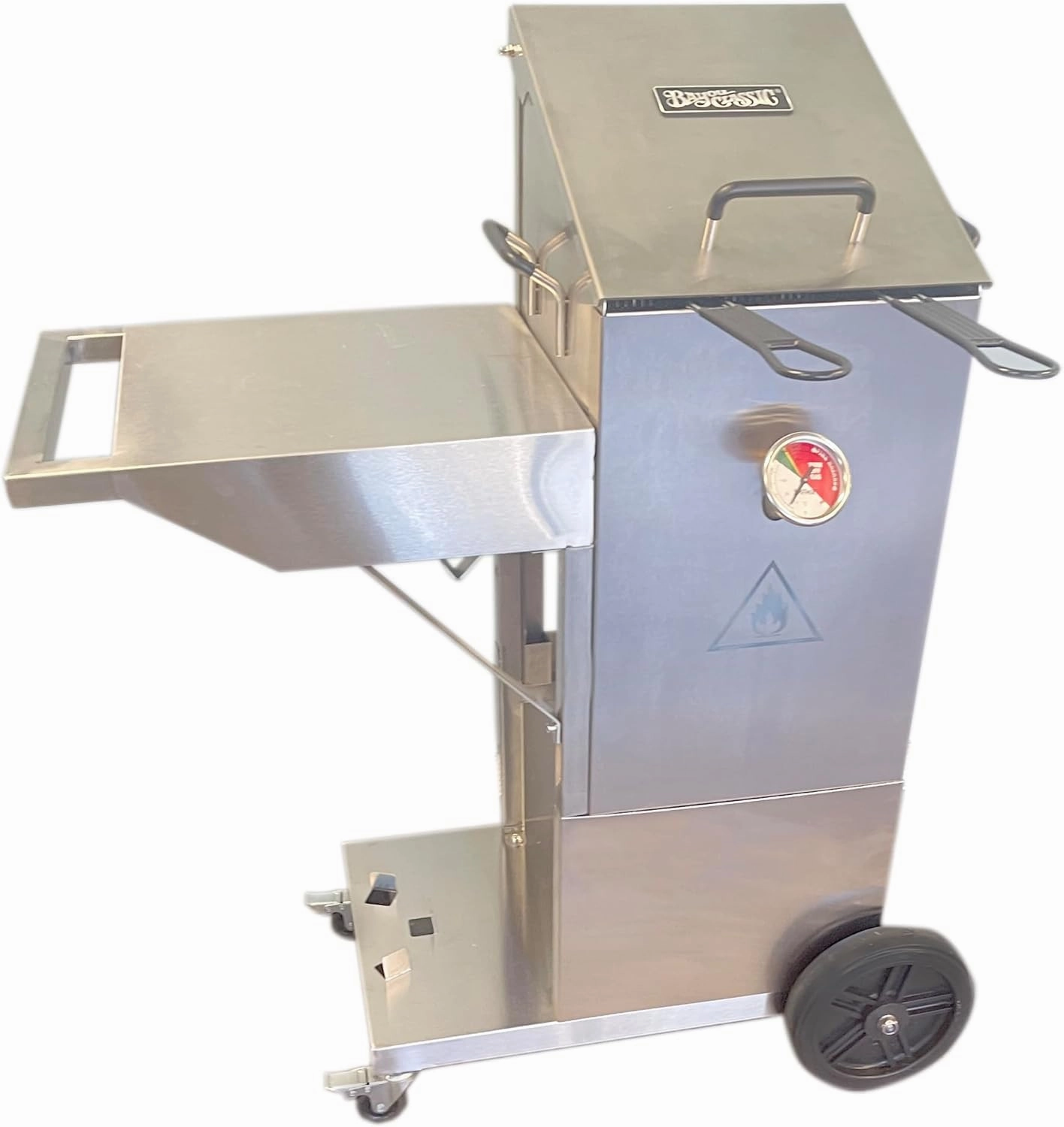 Bayou Classic 700-704 4-gal Stainless Bayou Fryer with Cart Includes 2 Stainless Mesh Baskets Fry Thermometer Drain Valve High Pressure Regulator w/ 48-in Stainless Braided LPG Hose