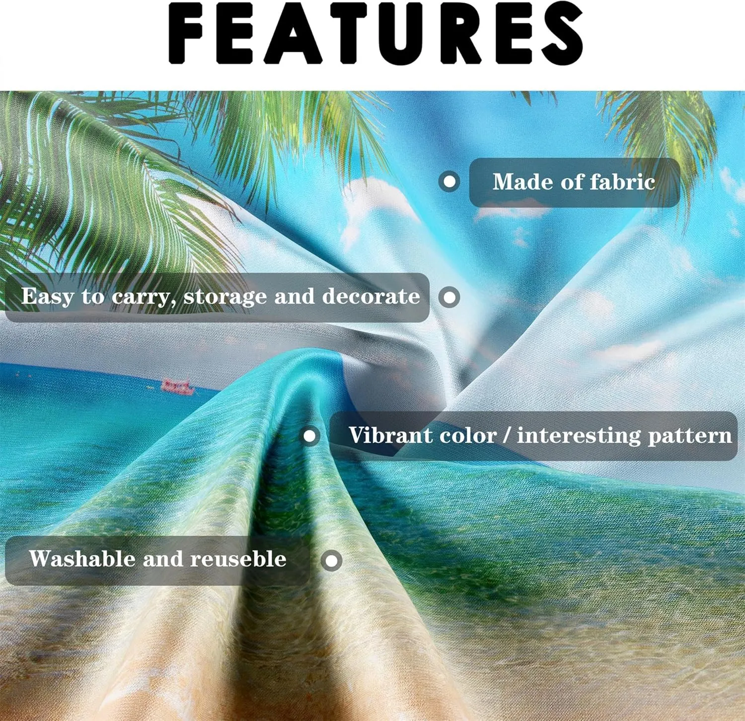 Beach Ocean Backdrop, Hawaii Tropical Background Summer Photography Picture Luau Theme Party Decorations, Outdoor Indoor Aloha Birthday Decor Banner Photo Studio Photoshoot Props 95.6"x70.8"