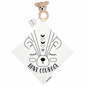 Beary the Bear Lovey Mini Blanket with Removable Teething Rattle Ring