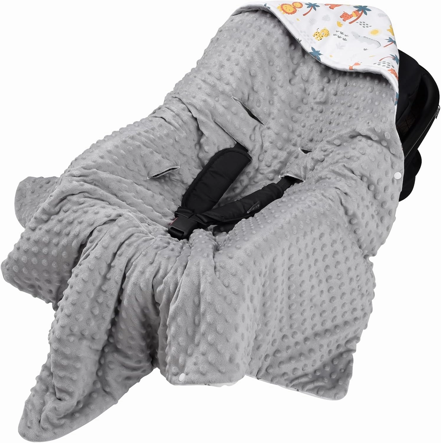 Bebamour Winter Car Seat Cover and Baby Swaddle Blanket - Newborn Wrap for Girls Boys, Warm Winter