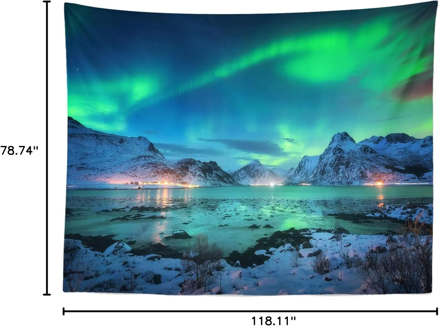 BELECO 10x6.5ft Fabric Aurora Borealis Night Sky Backdrop Arctic Snow-Capped Mountains Lake Scenery Starry Sky with Polar Lights Norway Winter Landscape Background Wallpaper Home Decor Photo Props