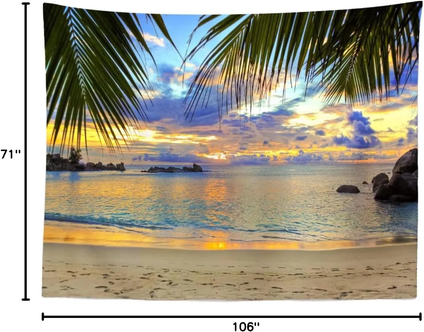 BELECO Sunset Beach Backdrop 9x6ft Fabric Summer Tropical Sea Palm Tree Hawaii Scenery Background Birthday Wedding Party Decor Baby Shower Photoshoot Prop Kids Adults Family Portrait Photo Prop