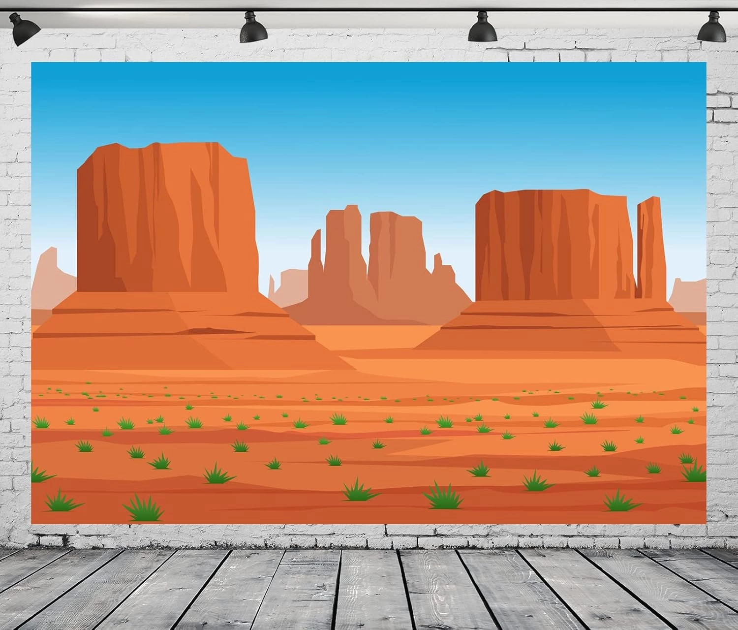 BELECO 6x4ft Fabric Cartoon Monument Valley Backdrop Arizona Desert American Western National Park Red Rocks Blue Sky Scenery Utah Background for Birthday Party Decorations Studio Photo Props