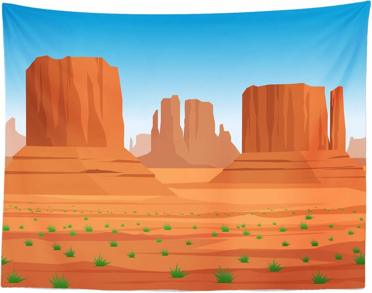 BELECO 6x4ft Fabric Cartoon Monument Valley Backdrop Arizona Desert American Western National Park Red Rocks Blue Sky Scenery Utah Background for Birthday Party Decorations Studio Photo Props