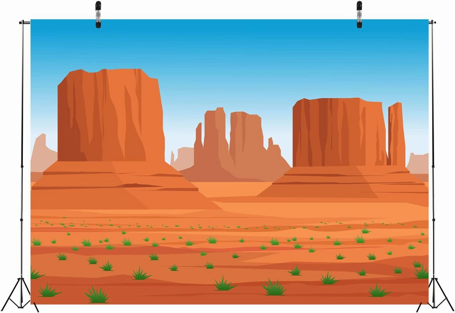 BELECO 6x4ft Fabric Cartoon Monument Valley Backdrop Arizona Desert American Western National Park Red Rocks Blue Sky Scenery Utah Background for Birthday Party Decorations Studio Photo Props