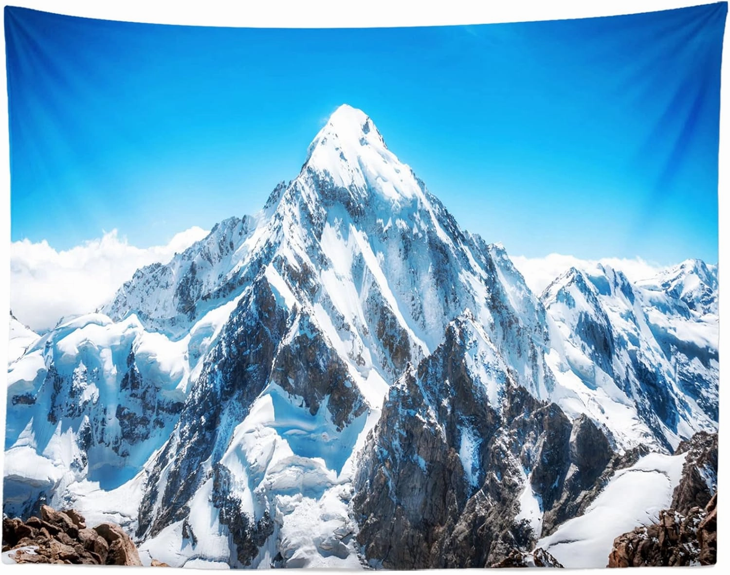 BELECO 7x5ft Fabric Winter Snow Mountain Photography Backdrop Mount Everest Nepal National Park Mountain Peak Alpine Scenery Blue Sky Background Outdoor Adventure Holiday Travel Portrait Photo Props
