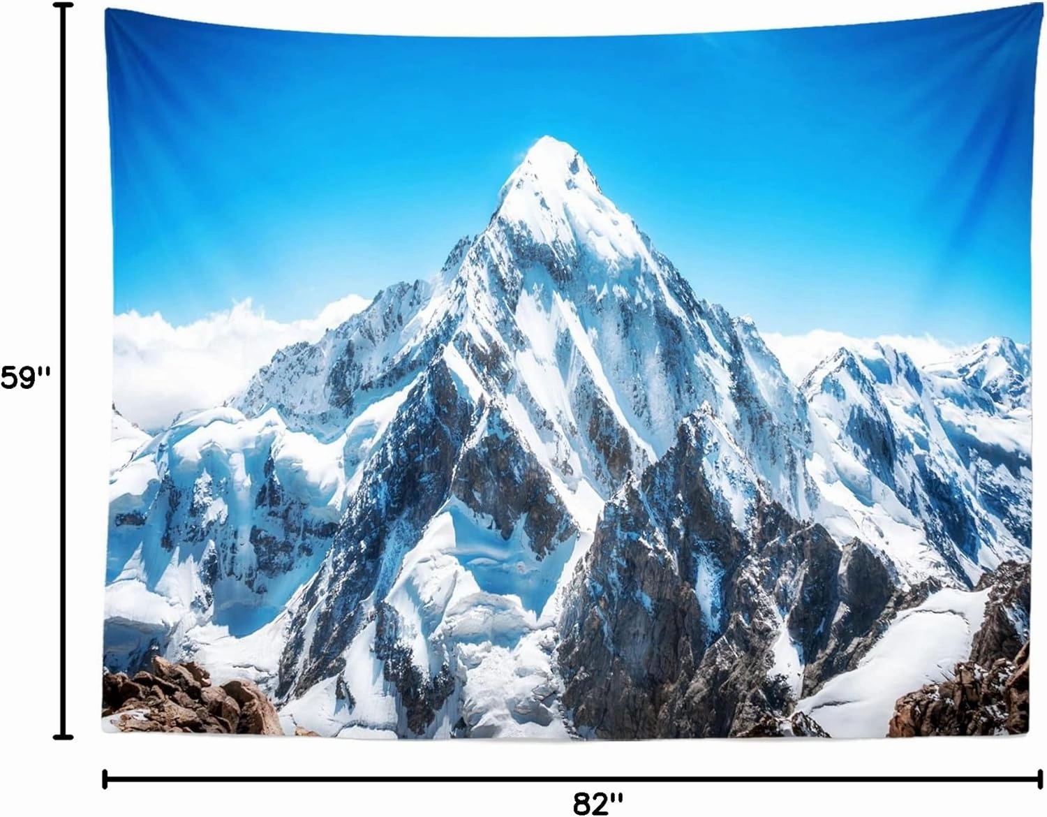 BELECO 7x5ft Fabric Winter Snow Mountain Photography Backdrop Mount Everest Nepal National Park Mountain Peak Alpine Scenery Blue Sky Background Outdoor Adventure Holiday Travel Portrait Photo Props